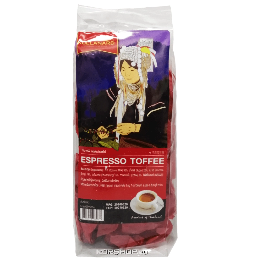 Ириски тоффи со вкусом эспрессо Kullanard, Таиланд, 300 г