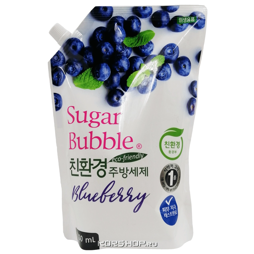 Экологичное средство для мытья посуды с экстрактом черники Sugar Bubble м/у, Корея, 1200 мл