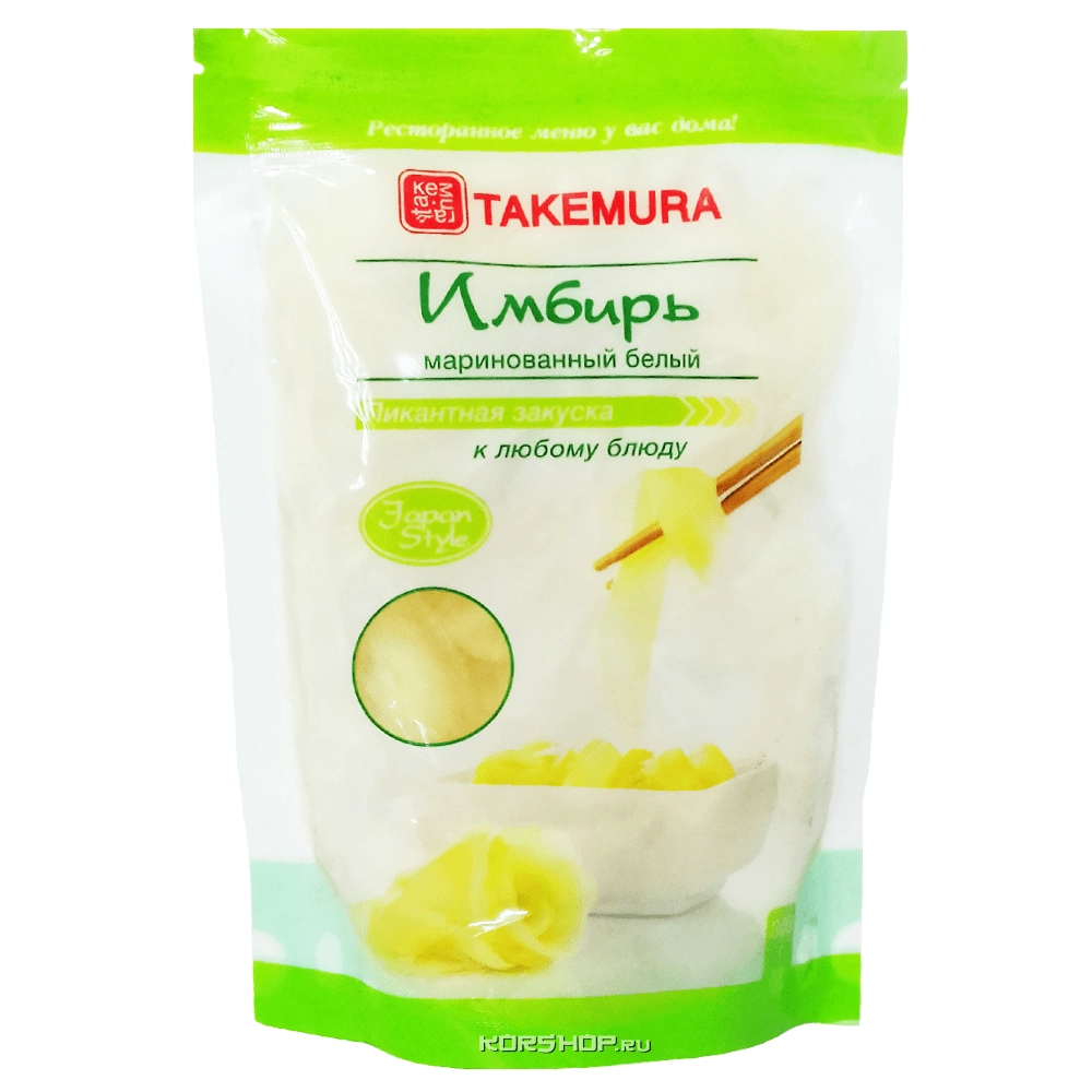 Белый маринованный имбирь для суши Takemura, Китай, 300 г Белый маринованный имбирь для суши Takemura, Китай, 300 г