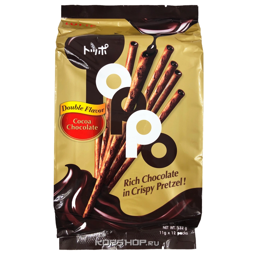 Шоколадные бисквитные палочки с шоколадной начинкой Toppo Thai Lotte (семейная пачка), Таиланд, 132 г