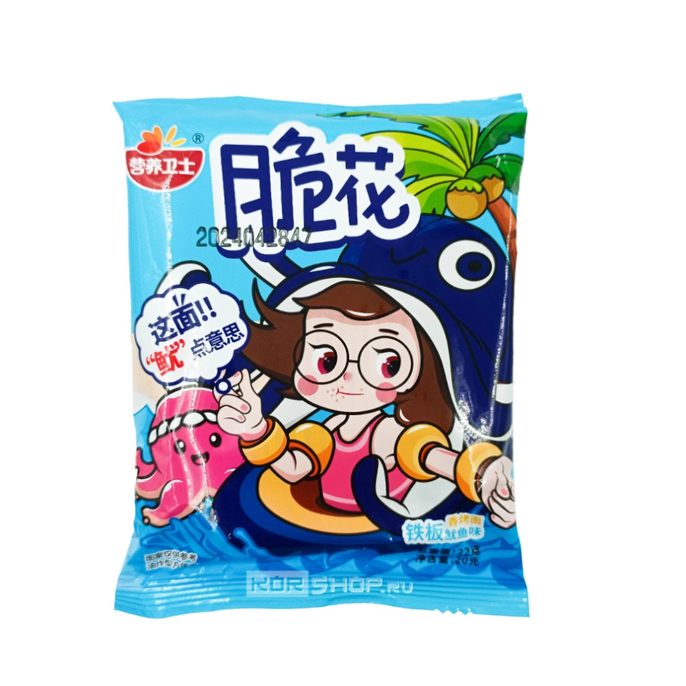 Чипсы из жареной лапши со вкусом кальмара на гриле Crispy Flower Crispy Noodle Snack Grilled Squid Flavor Yingyangweishi / Nutrition Guard, Китай, 20 г Чипсы из жареной лапши со вкусом кальмара на гриле Crispy Flower Crispy Noodle Snack Grilled Squid Flavor Yingyangweishi / Nutrition Guard, Китай, 20 г