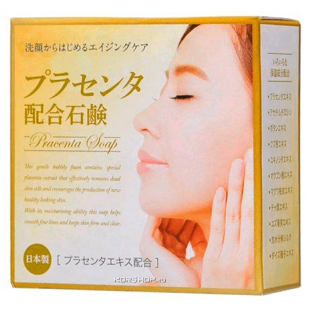 Мыло туалетное для лица с плацентой Clover, Япония 80 г Мыло туалетное для лица с плацентой Clover, Япония 80 г