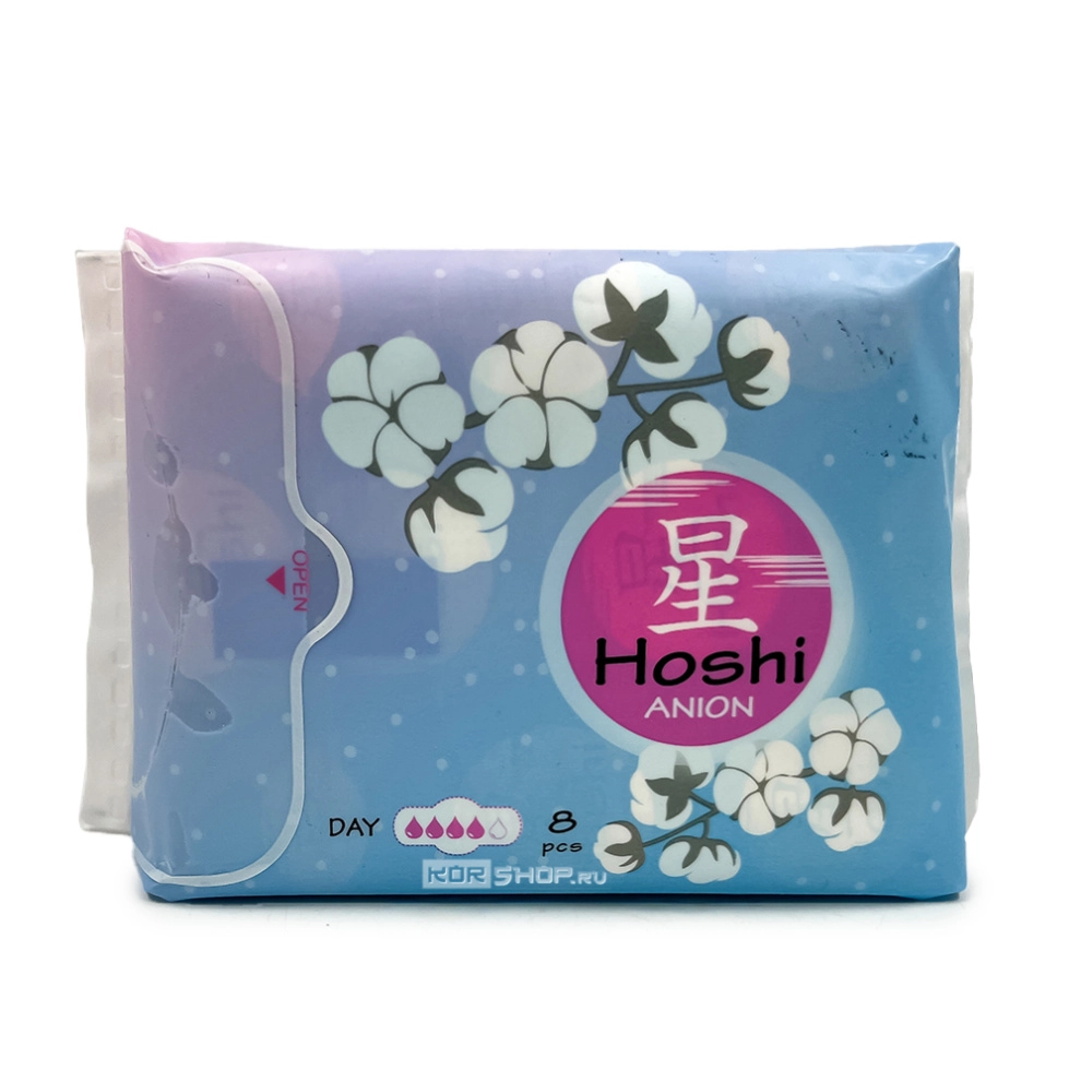 Прокладки гигиенические для критических дней дневные (240 мм) Anion Day Use Hoshi, Китай, 8 шт Прокладки гигиенические для критических дней дневные (240 мм) Anion Day Use Hoshi, Китай, 8 шт