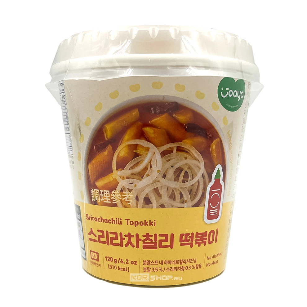 Рисовые клецки токпокки с соусом чили (стакан) Sriracha Topokki Joayo, Корея, 120 г