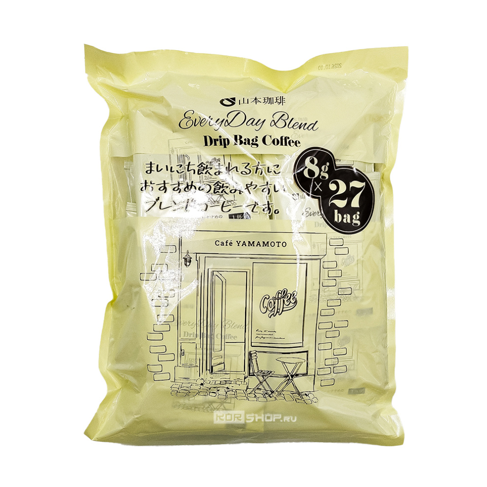 Молотый кофе «Эвридэй бленд» в дрип-пакетах Yamamoto Coffee, Япония, 216 г (8 г * 27 шт.) Молотый кофе «Эвридэй бленд» в дрип-пакетах Yamamoto Coffee, Япония, 216 г (8 г * 27 шт.)