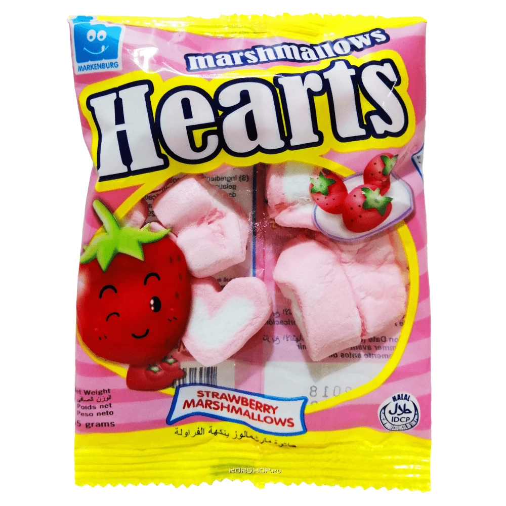 Зефир маршмеллоу с клубничным вкусом "Сердечки" Marshies Markenburg, 15 г Зефир маршмеллоу с клубничным вкусом "Сердечки" Marshies Markenburg, 15 г