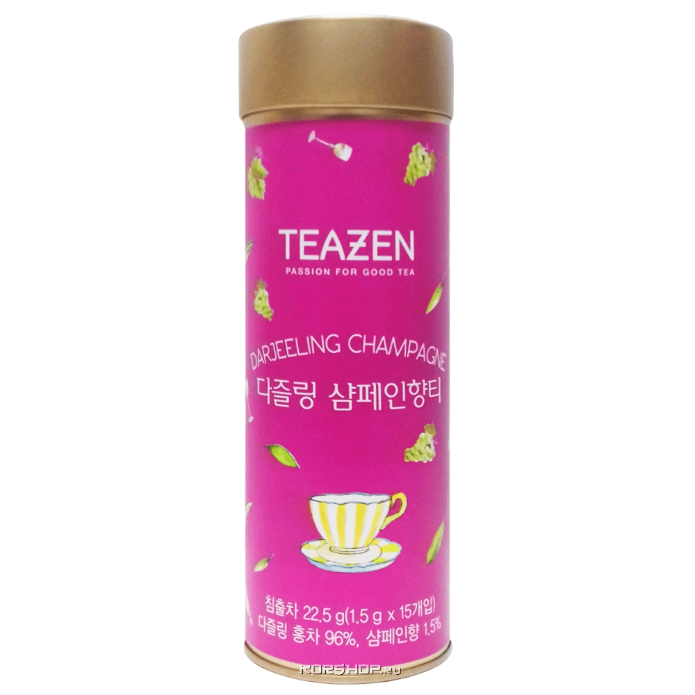 Чай в пирамидках «Дарджилингское шампанское» Teazen (1,5 г*15 шт.), Корея Чай в пирамидках «Дарджилингское шампанское» Teazen (1,5 г*15 шт.), Корея