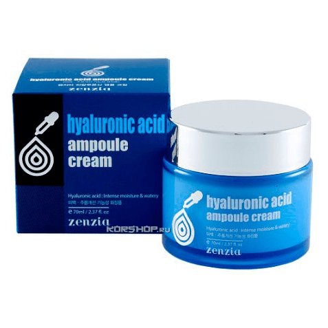 Крем для лица с гиалуроновой кислотой Zenzia Hyaluronic Acid Ampoule Cream Jigott, Корея, 70 мл