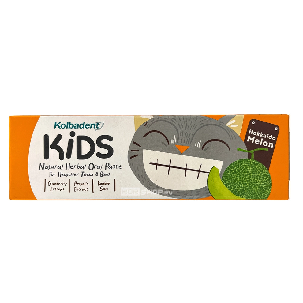 Детская зубная паста для зубов и десен «Дыня Хоккайдо» Kids Natural Herbal Oral Paste Hokkaido Melon Kolbadent, Таиланд, 50 г Детская зубная паста для зубов и десен «Дыня Хоккайдо» Kids Natural Herbal Oral Paste Hokkaido Melon Kolbadent, Таиланд, 50 г