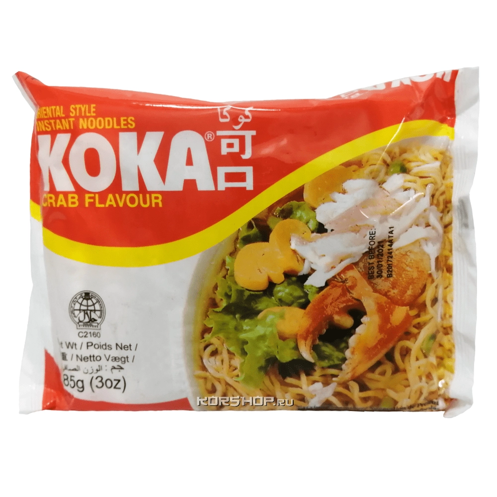 Лапша б/п со вкусом краба Ориджинал Koka, Сингапур, 85 г