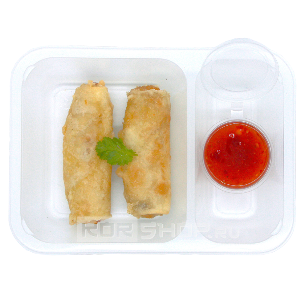 Спринг-роллы с начинкой из курицы (2 шт.) + сладкий чили-соус (1 шт.) Ashokas, 150 г Спринг-роллы с начинкой из курицы (2 шт.) + сладкий чили-соус (1 шт.) Ashokas, 150 г