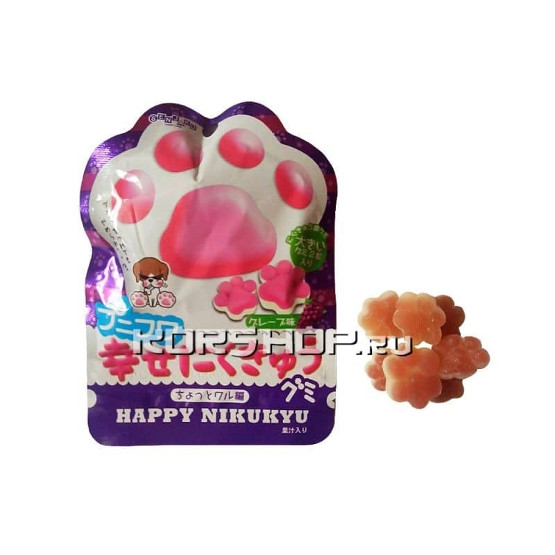 Жевательный мармелад со вкусом винограда &quot;Кошкины лапки&quot; (Senjaku), Япония 42 г.