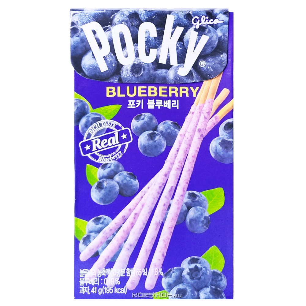 Палочки со вкусом голубики Glico Pocky, Корея, 41 г Палочки со вкусом голубики Glico Pocky, Корея, 41 г
