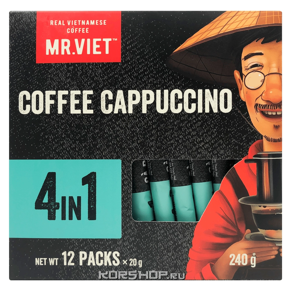 Растворимый кофе в стиках 4 в 1 Капучино Mr.Viet, Вьетнам, 240 г