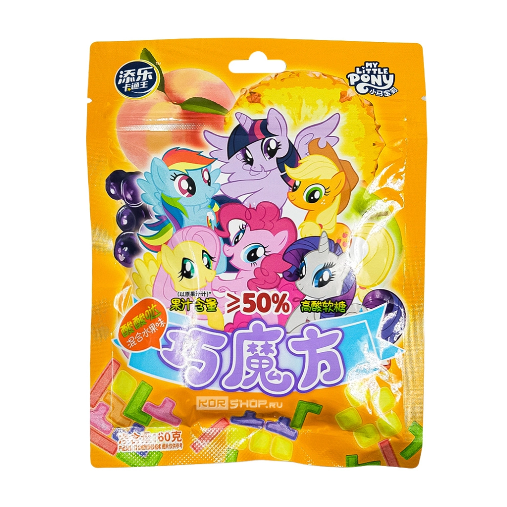 Жевательный мармелад с фруктовым соком в кислой посыпке Микс фруктов Magic Cube Tala's, Китай, 60 г