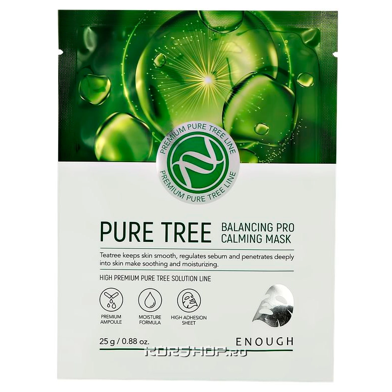 Тканевая маска для лица с экстрактом чайного дерева Pure Tree Balancing PRO Calming Mask Enough, Корея, 25 г Тканевая маска для лица с экстрактом чайного дерева Pure Tree Balancing PRO Calming Mask Enough, Корея, 25 г