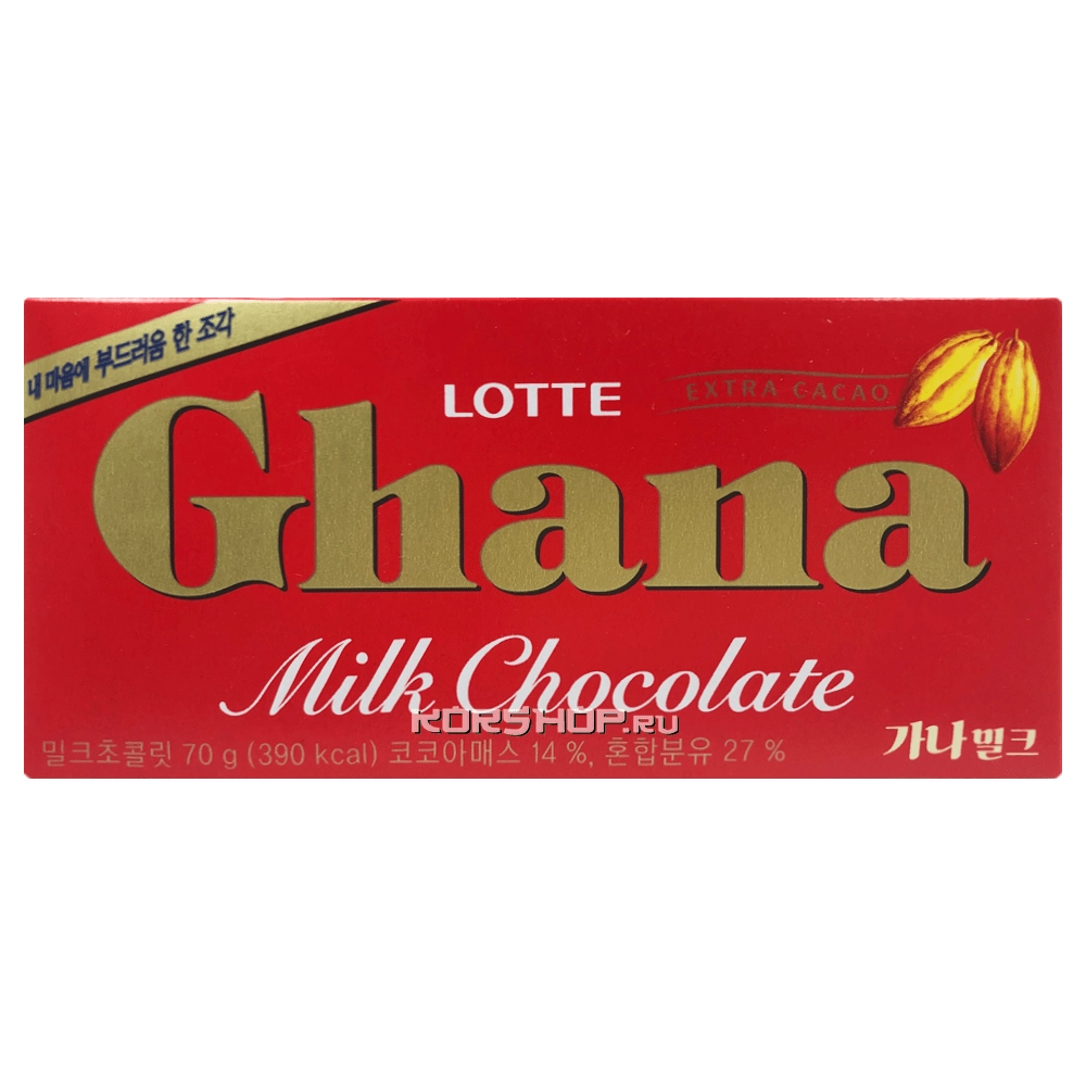 Молочный шоколад Гана Ghana Lotte, Япония, 70 г Молочный шоколад Гана Ghana Lotte, Япония, 70 г