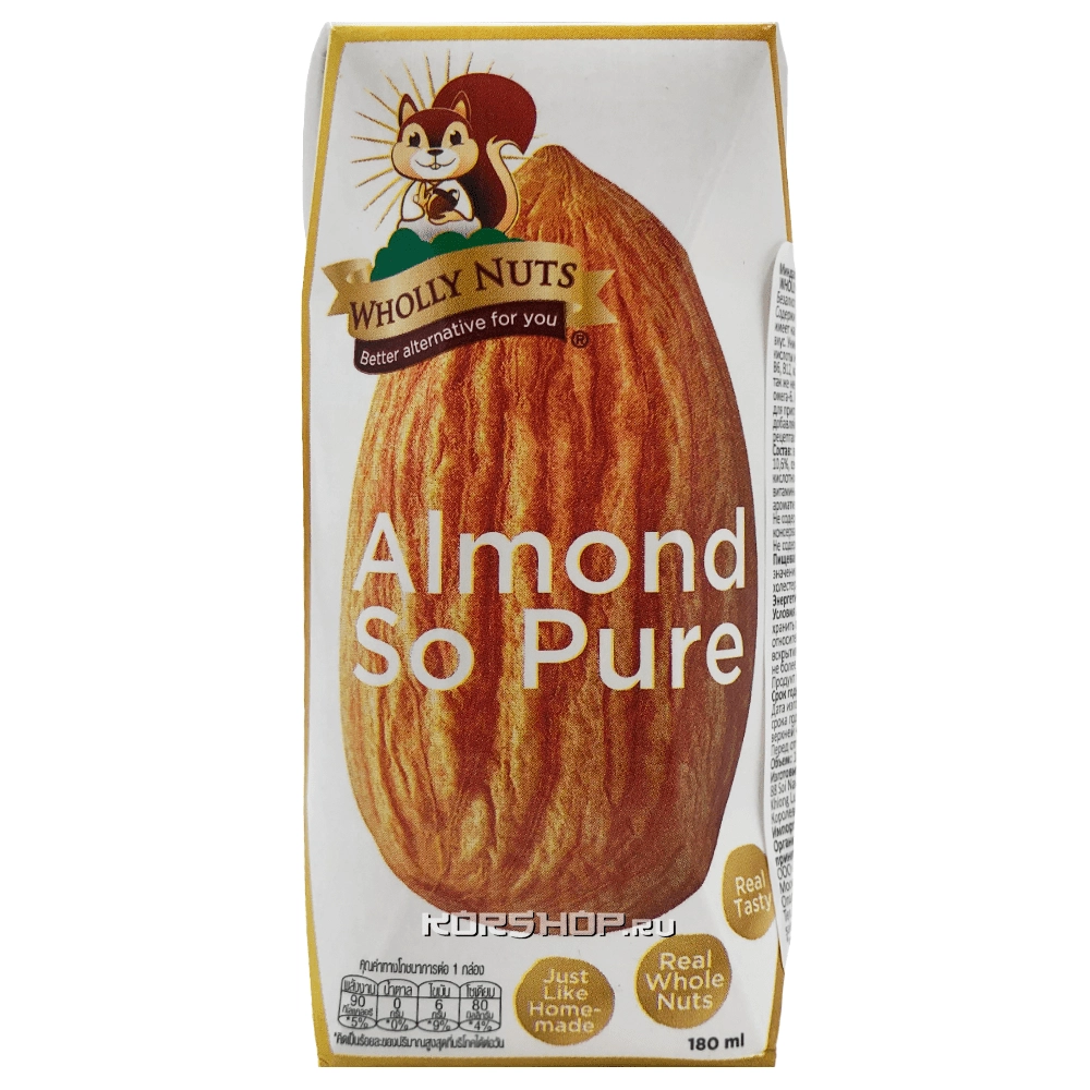 Миндальное молоко без сахара Wholly Nuts, Таиланд, 180 мл Миндальное молоко без сахара Wholly Nuts, Таиланд, 180 мл