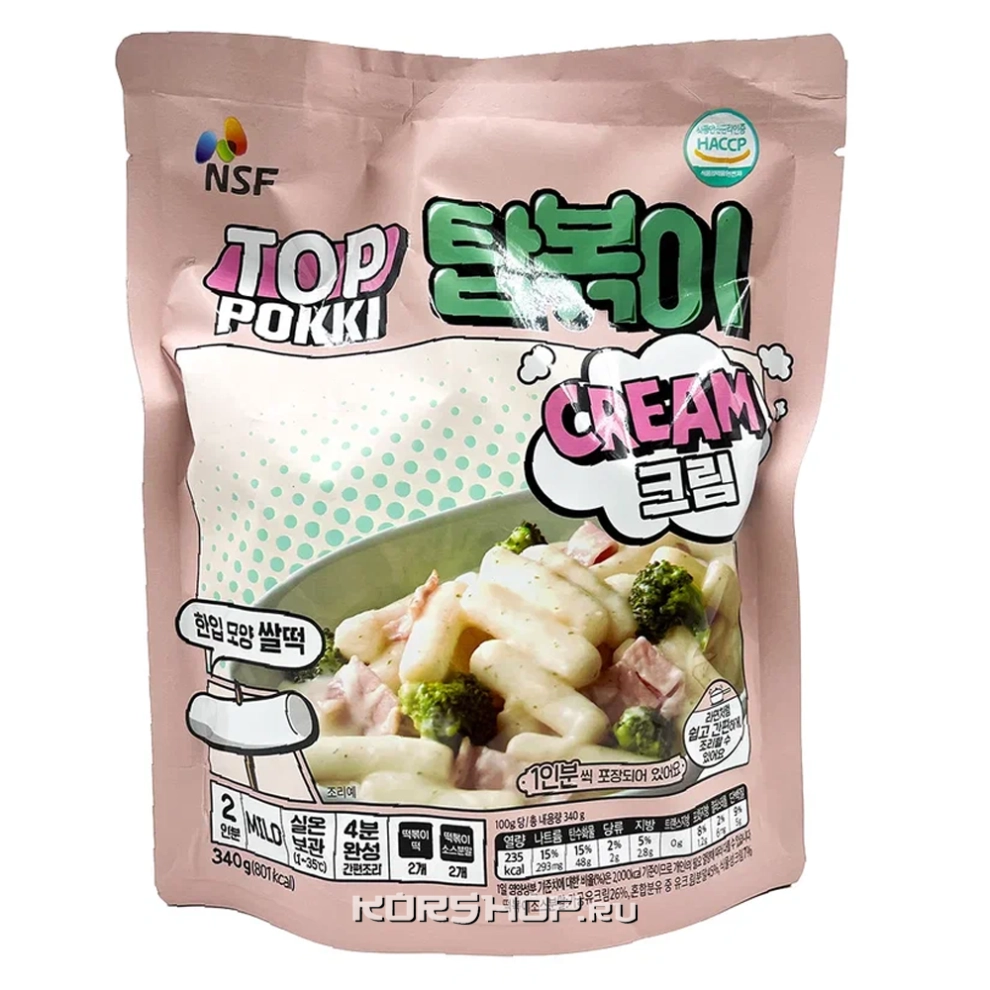 Рисовые палочки (токпокки) с кремовым вкусом (2 порции) Top Pokki NSF, Корея, 340 г