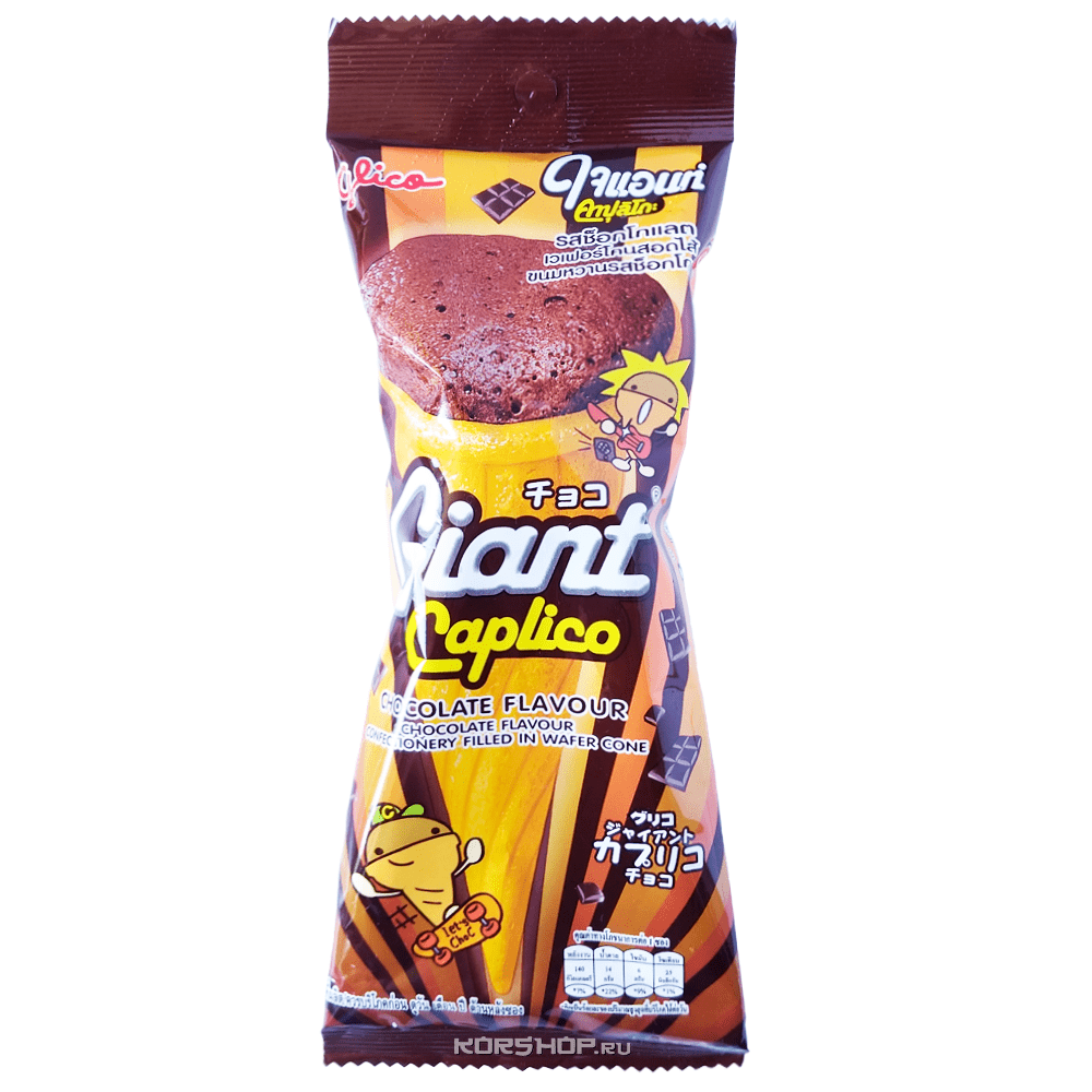 Воздушный десерт со вкусом шоколада в вафельном рожке Giant Caplico Glico, Таиланд, 28 г