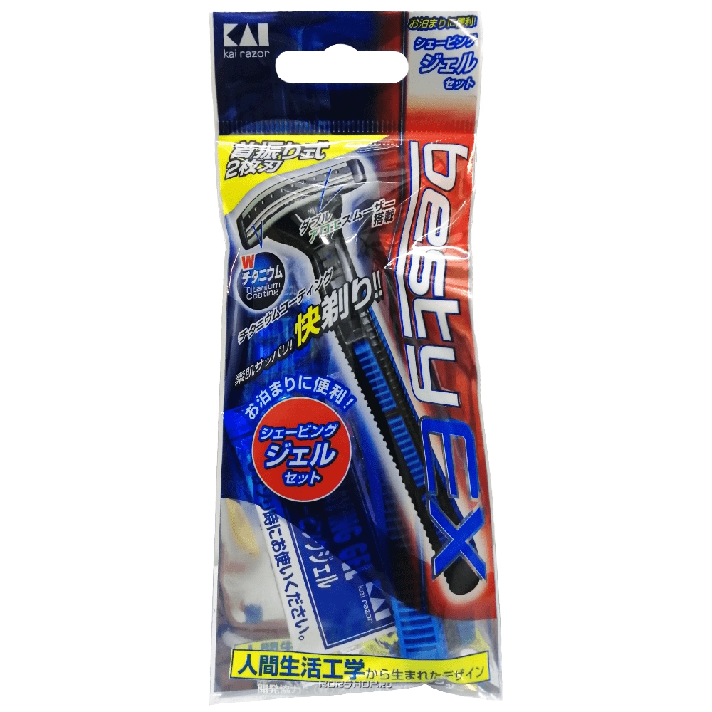 Одноразовый бритвенный станок с плавающей головкой и двойным лезвием Besty Ex Swing + гель для бритья, Япония Одноразовый бритвенный станок с плавающей головкой и двойным лезвием Besty Ex Swing + гель для бритья, Япония