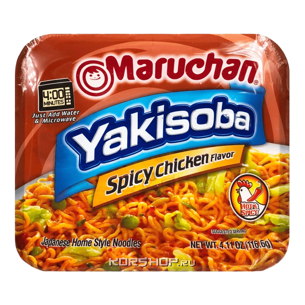 Лапша б/п Якисоба со вкусом курицы со специями Maruchan, США, 116,6 г Лапша б/п Якисоба со вкусом курицы со специями Maruchan, США, 116,6 г