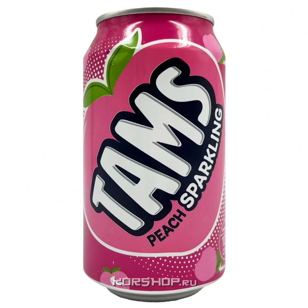 Газированный сокосодержащий б/а напиток Персик Tams Lotte, Корея, 355 мл