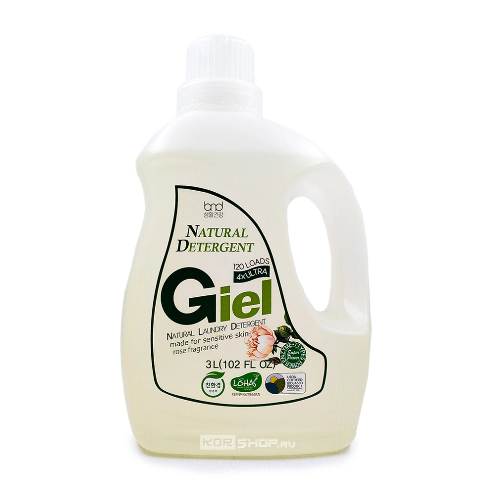 Гель для стирки концентрированный для чувствительной кожи с ароматом розы Giel Super Power BnD (Корея), 3 л Гель для стирки концентрированный для чувствительной кожи с ароматом розы Giel Super Power BnD (Корея), 3 л