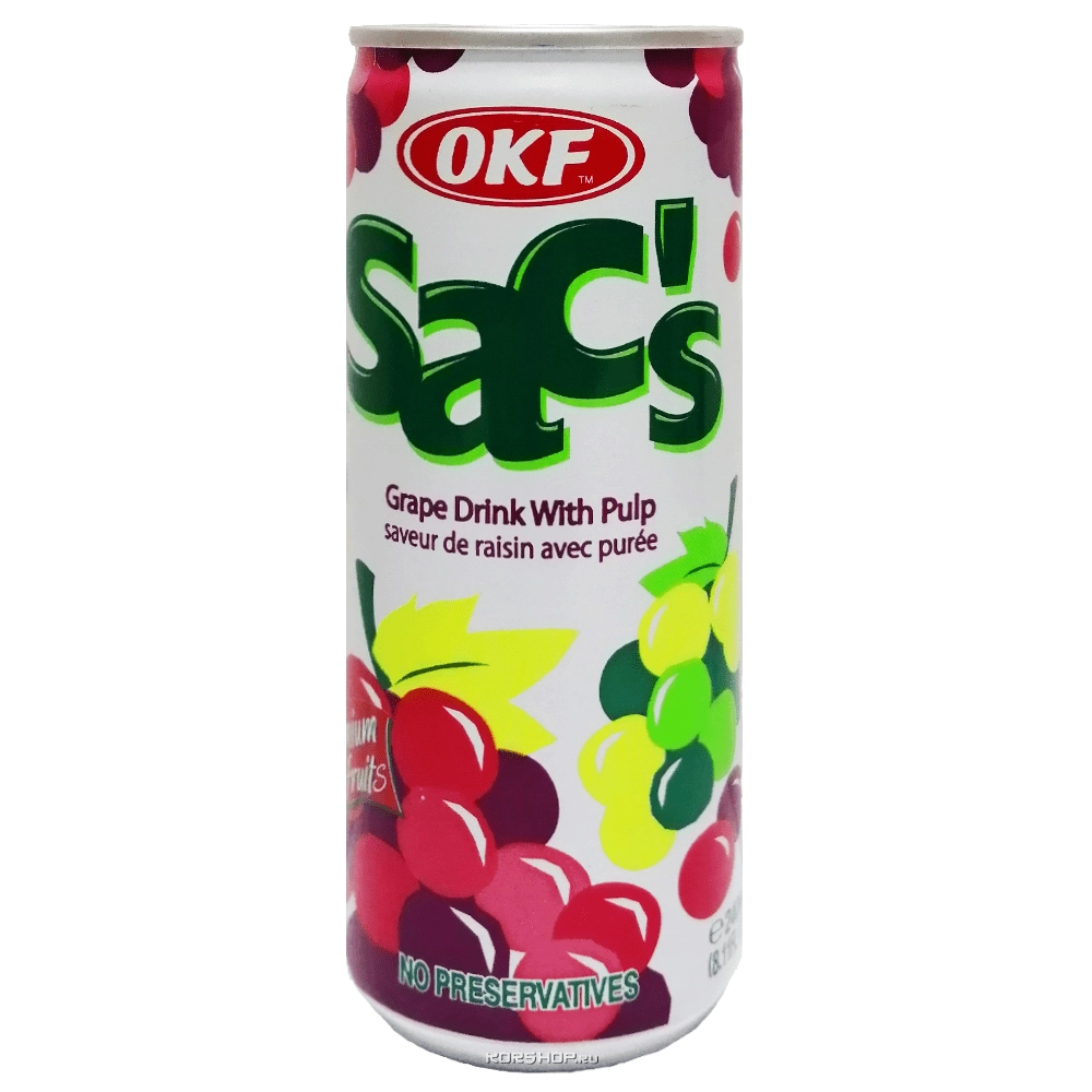 Напиток с мякотью винограда Sac's OKF, Корея, 240 мл Напиток с мякотью винограда Sac's OKF, Корея, 240 мл