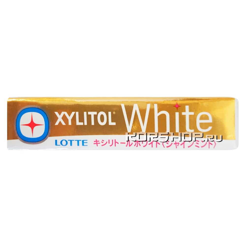 Жевательная резинка «Сияющая мята» с эффектом отбеливания Xylitol White Shinemint Lotte, Япония, 21 г