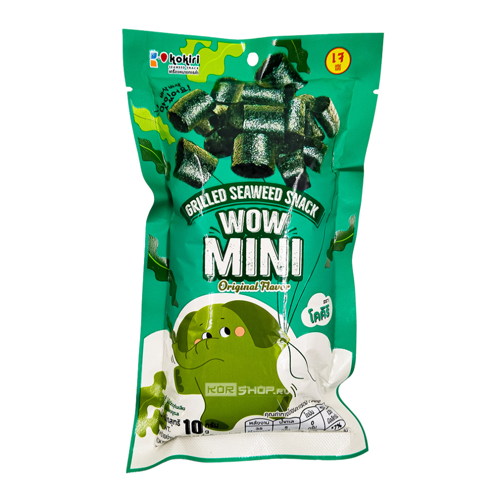 Роллы-гриль мини из морской капусты оригинальные Grilled Seaweed Snack Wow Mini Original Flavor Kokiri, Таиланд, 10 г