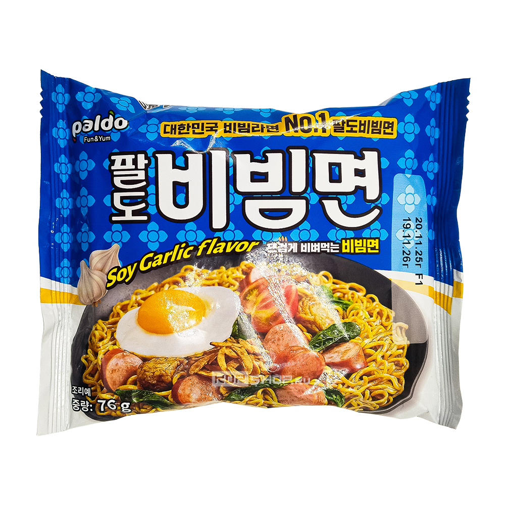 Лапша б/п со вкусом соевого соуса с чесноком Пибим Мён Тыбим Paldo, Вьетнам, 76 г