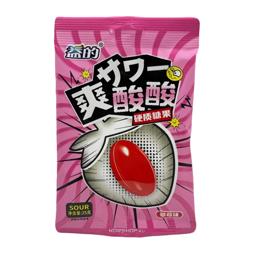Конфеты со вкусом клубники Sour, Китай, 25 г