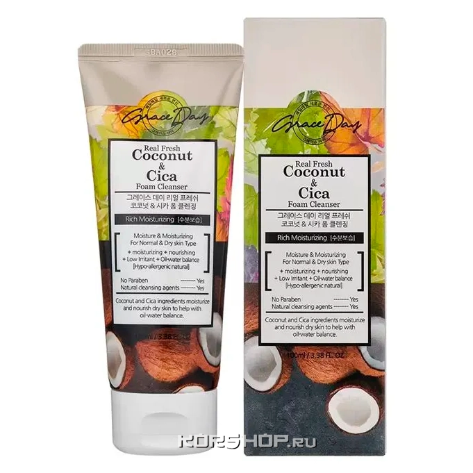Пенка для умывания с экстрактом кокоса и центеллой Grace Day, Корея, 100 мл