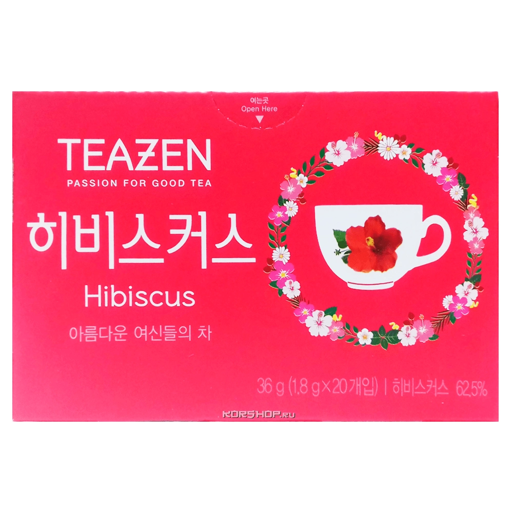 Чай с гибискусом Teazen (1,8 г*20 шт.), Корея, 36 г Чай с гибискусом Teazen (1,8 г*20 шт.), Корея, 36 г