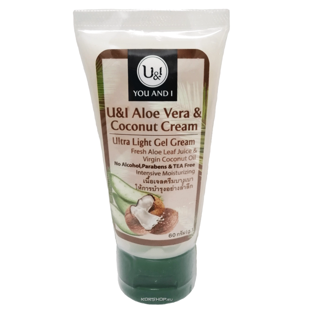 Гель алоэ вера с кокосовым кремом для лица и тела You and I, Таиланд, 60 г Гель алоэ вера с кокосовым кремом для лица и тела You and I, Таиланд, 60 г