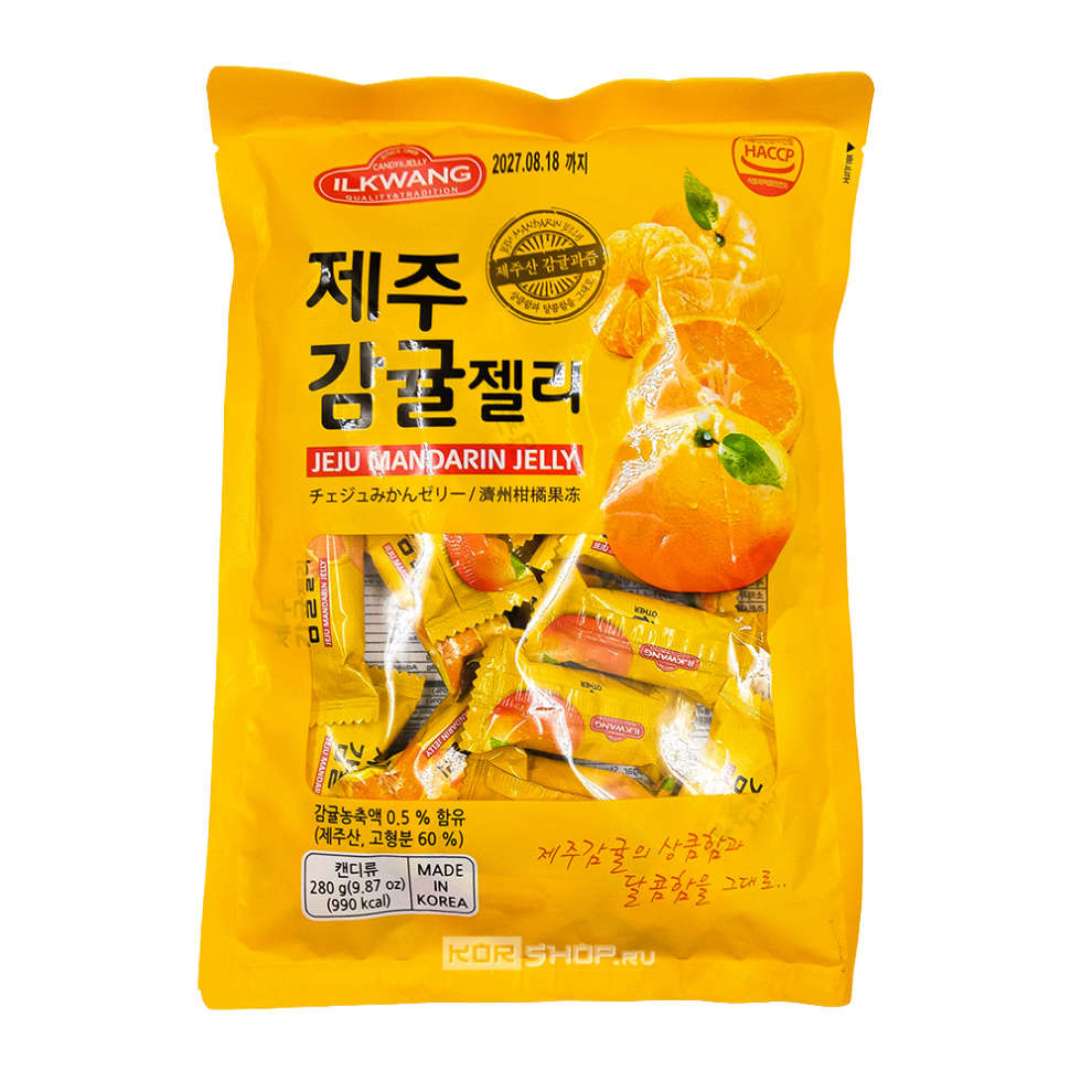 Желейные конфеты со вкусом мандарина Jeju Mandarin Jelly Ilkwang, Корея, 280 г