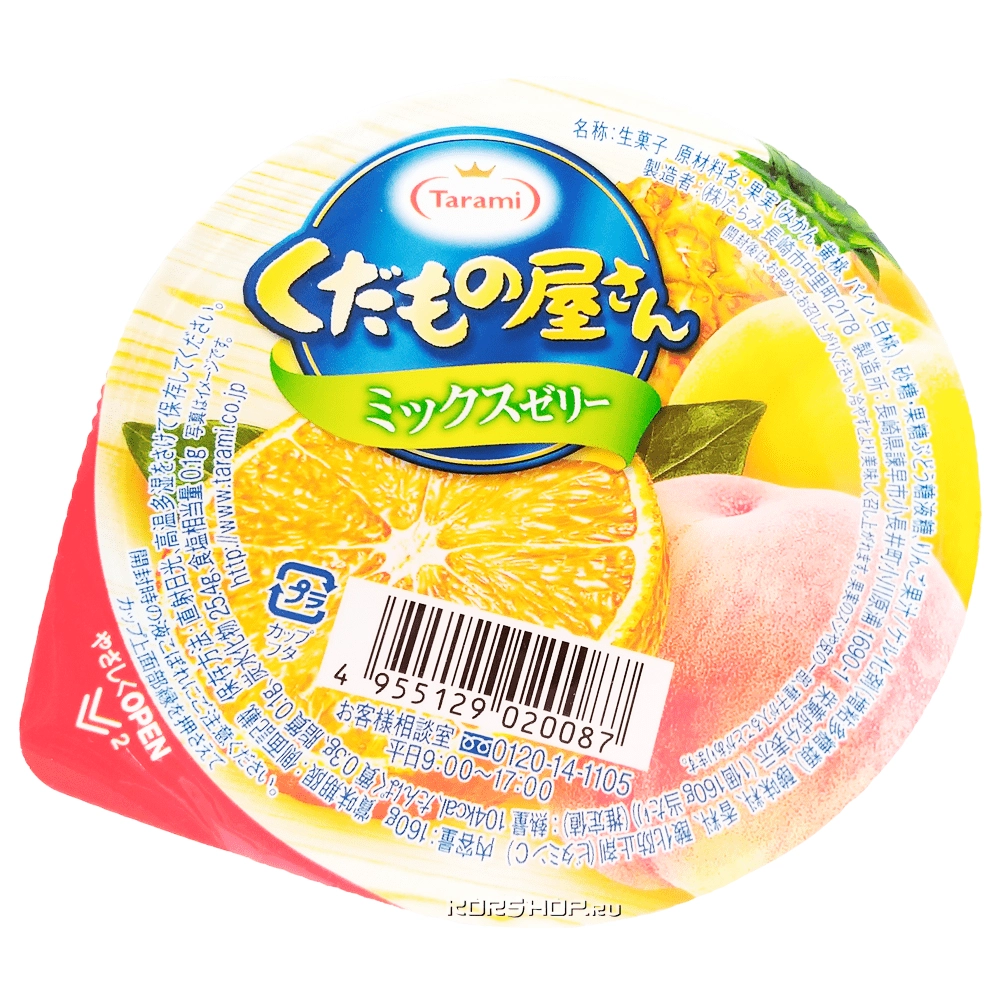 Фруктовое желе Микс (персик, ананас, мандарин) Tarami, Япония, 160 г