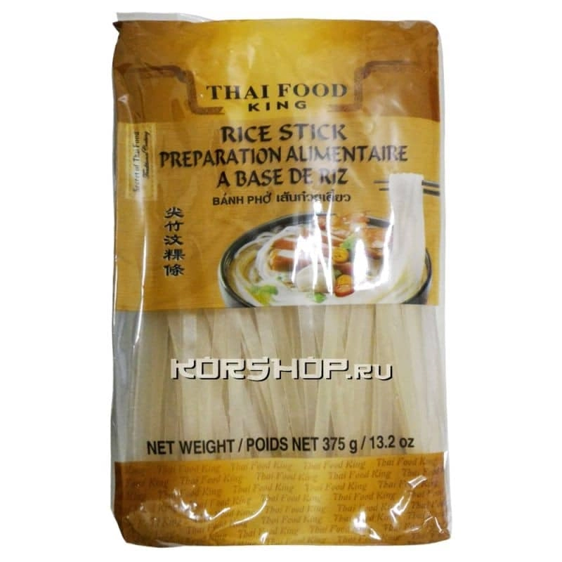 Рисовая лапша плоская 10 мм Thai Food King, Таиланд, 375 г