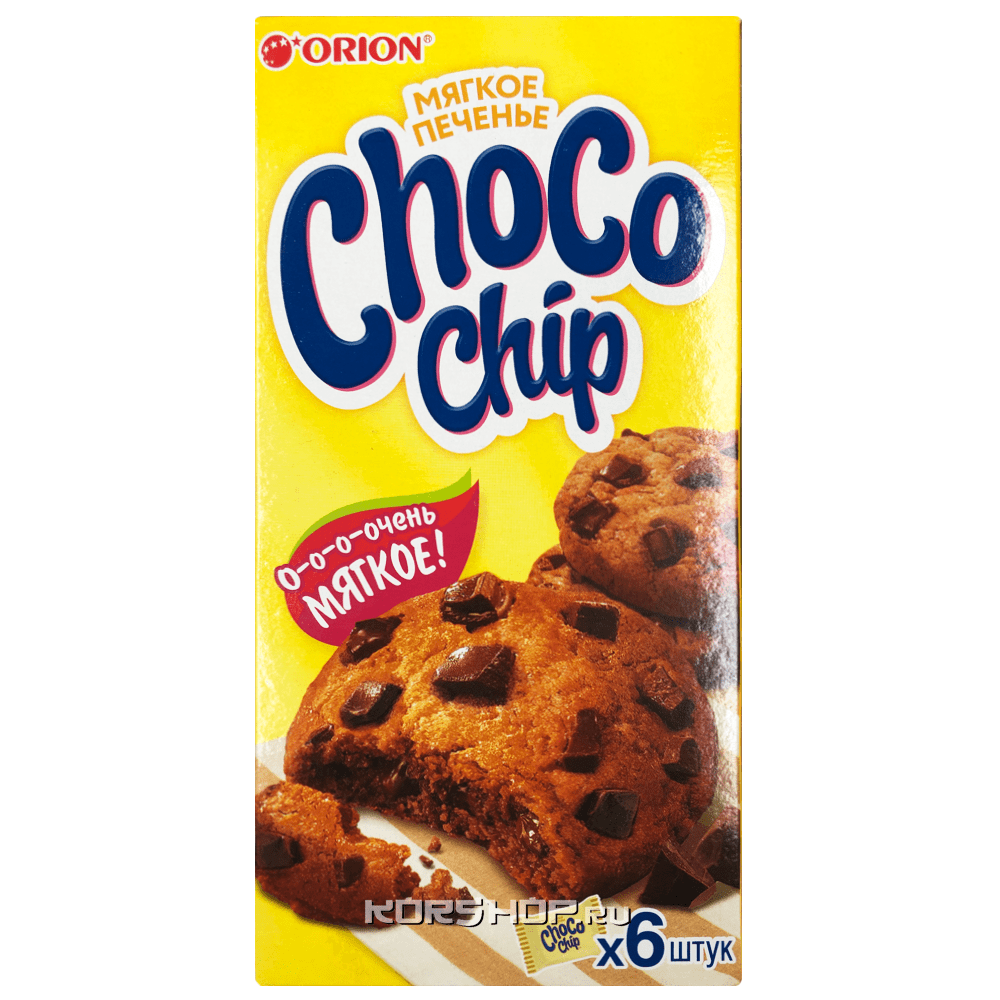 Сдобное печенье с кусочками темного шоколада Choco Chip (6шт), Корея, 120 г