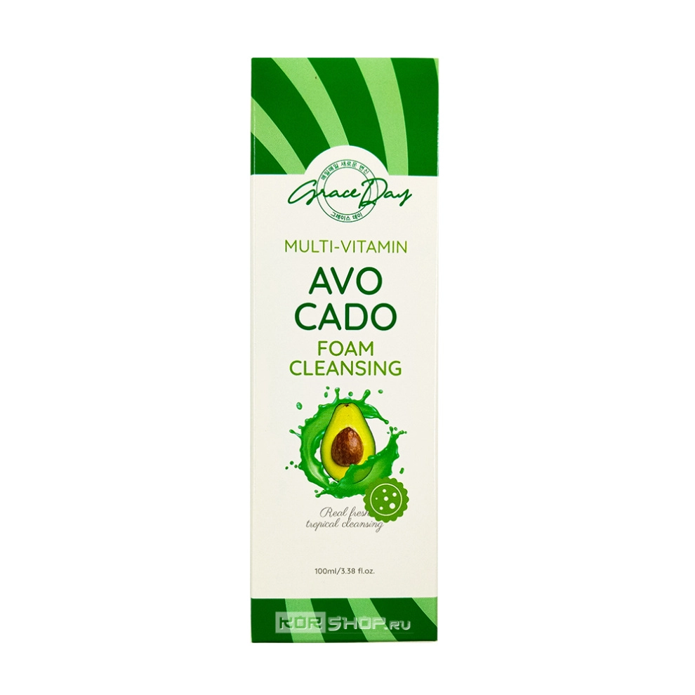 Очищающая пенка для умывания с экстрактом авокадо Multi-vitamin Avocado Foam Cleanser Grace Day, Корея, 100 мл