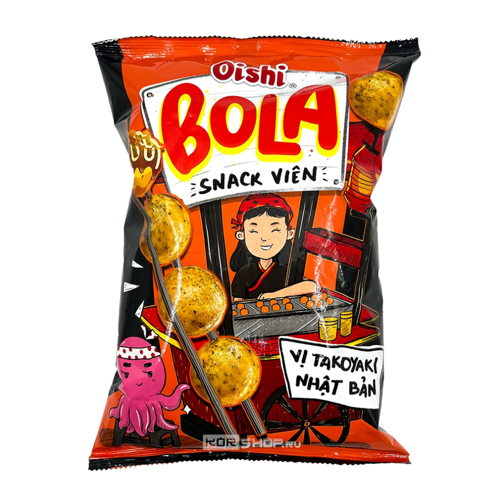 Чипсы-шарики со вкусом такояки BoLa Snack Oishi, Вьетнам, 68 г