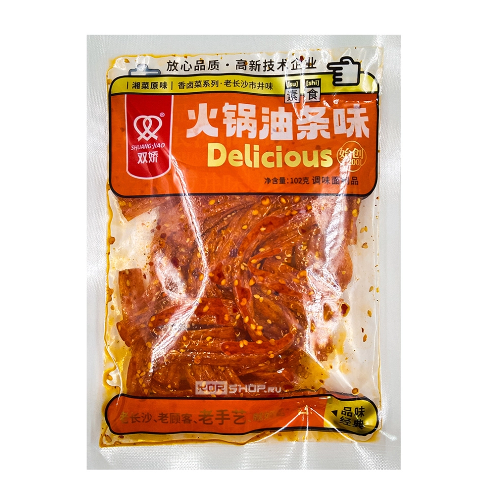 Снеки соевые полоски остро-пряные Delicious Shuangjiao, Китай, 102 г