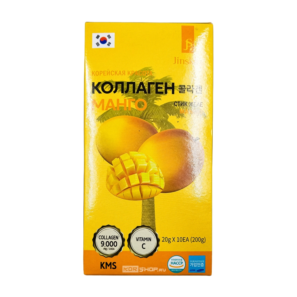 Коллагеновое желе с манго и витамином С в стиках Jinskin, Корея, 200 г (10 стиков по 20 г)