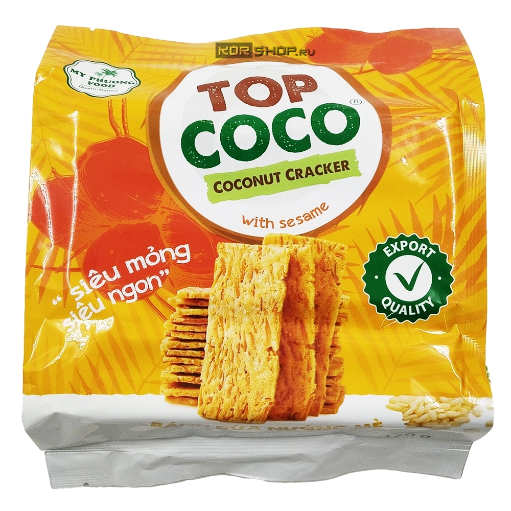 Кокосовые крекеры с кунжутом Топ Коко (Top Coco), Вьетнам, 150 г Кокосовые крекеры с кунжутом Топ Коко (Top Coco), Вьетнам, 150 г