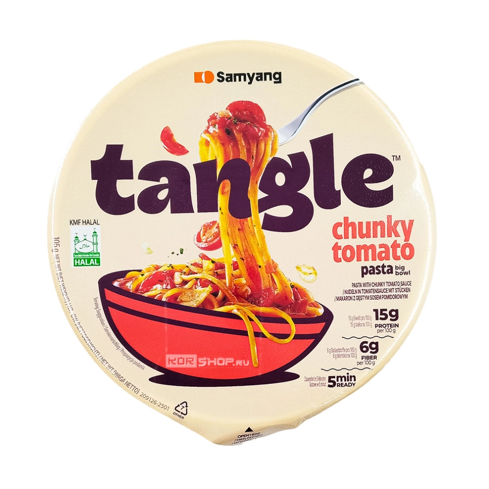Паста б/п с густым томатным соусом (чашка) Tangle Churky Tomato Pasta Big Bowl Samyang, Корея, 105 г Паста б/п с густым томатным соусом (чашка) Tangle Churky Tomato Pasta Big Bowl Samyang, Корея, 105 г