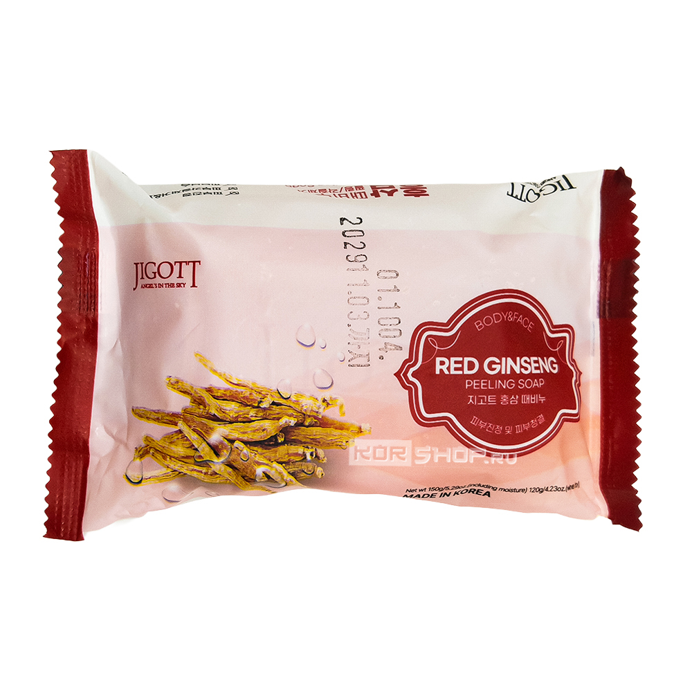 Пилинг-мыло с экстрактом красного женьшеня для лица и тела (Peeling Soap Red Ginseng) Jigott, Корея, 150 г