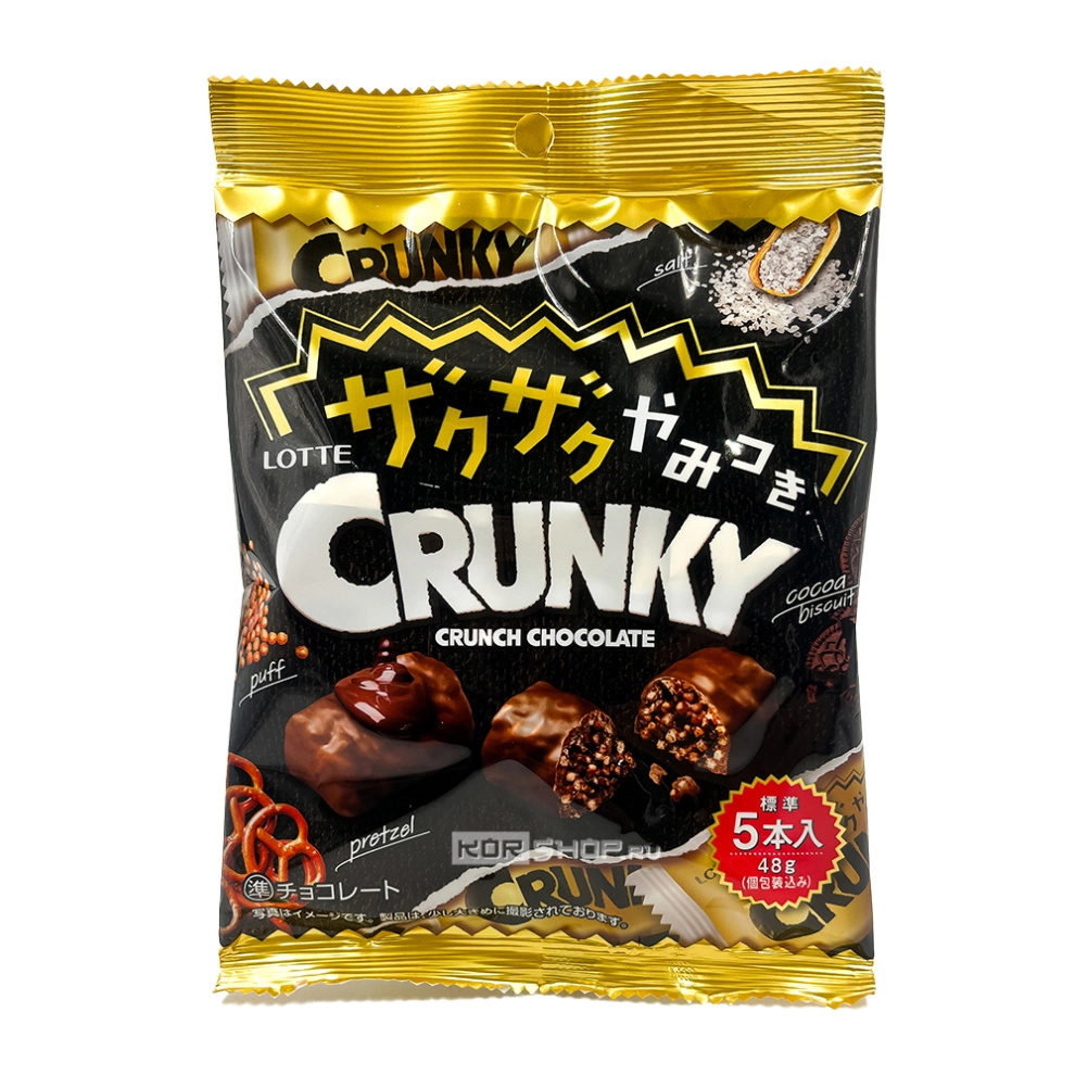 Хрустящий шоколад «Кранки» с печеньем Crunky Lotte, Япония, 48 г Хрустящий шоколад «Кранки» с печеньем Crunky Lotte, Япония, 48 г