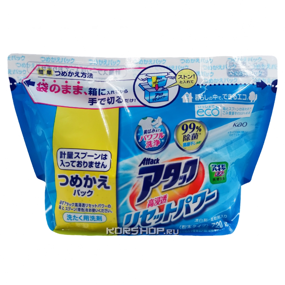 Высокопроникающий стиральный порошок High Penetration Reset Power Attack KAO, Япония, 720 г