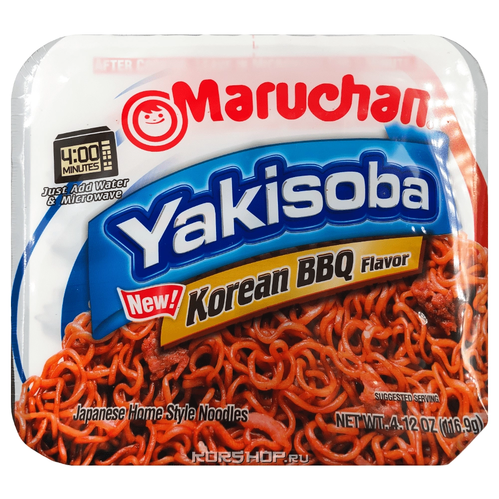 Лапша б/п со вкусом корейского барбекю Yakisoba Maruchan, США, 116,9 г